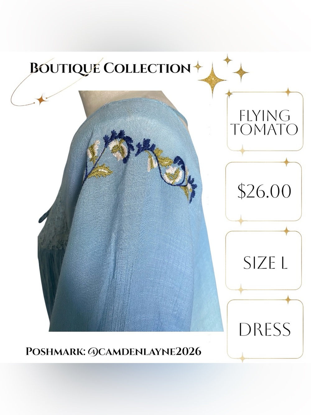 Flying Tomato Light Blue Embroidered Mini Dress - Picture 9 of 11